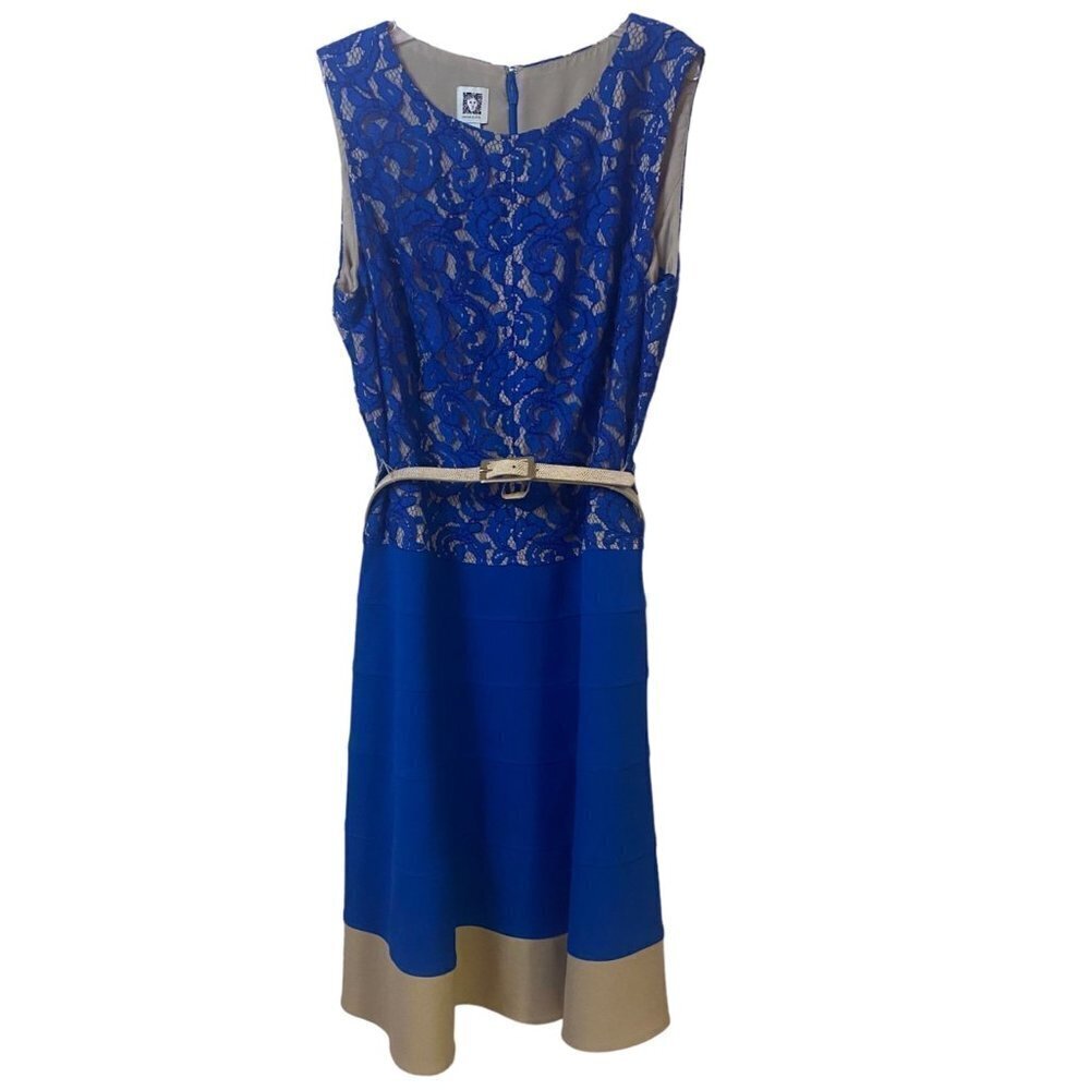 Ann Klien Lace Bodice Tiered Midi Sleeveless Dress, Womem 12